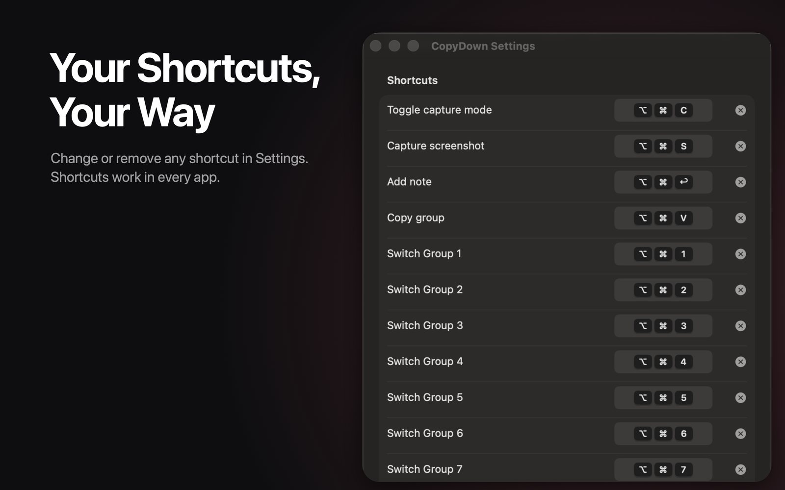 Your shortcuts, your way